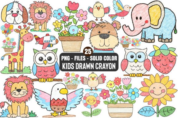 Download Kids Drawn Crayon Clipart Bundle - Premium Bundle
